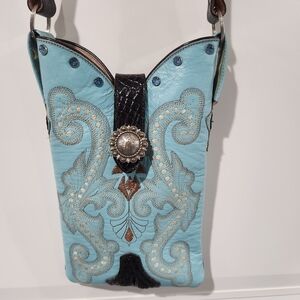 Elegant Blue Embroidered Women's Bag